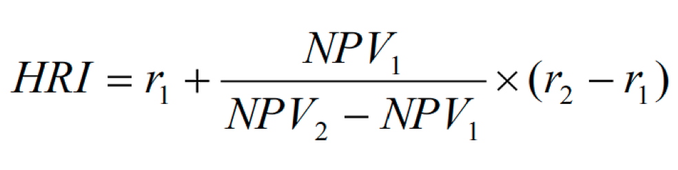 The following formula is used when calculating the IRR, when cash flow is not a constant value