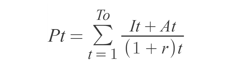 The discounted income flow of an investment project